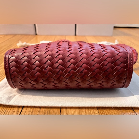 NWOT Bembien Cece Handwoven Leather Convertible Crossbody Shoulder Clutch Rouge - Picture 6 of 10